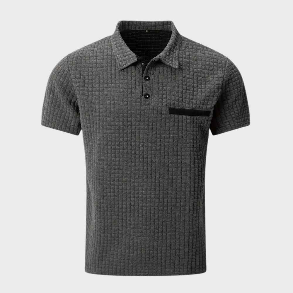 Herren Poloshirt Waffelstruktur Kontrastfarbe