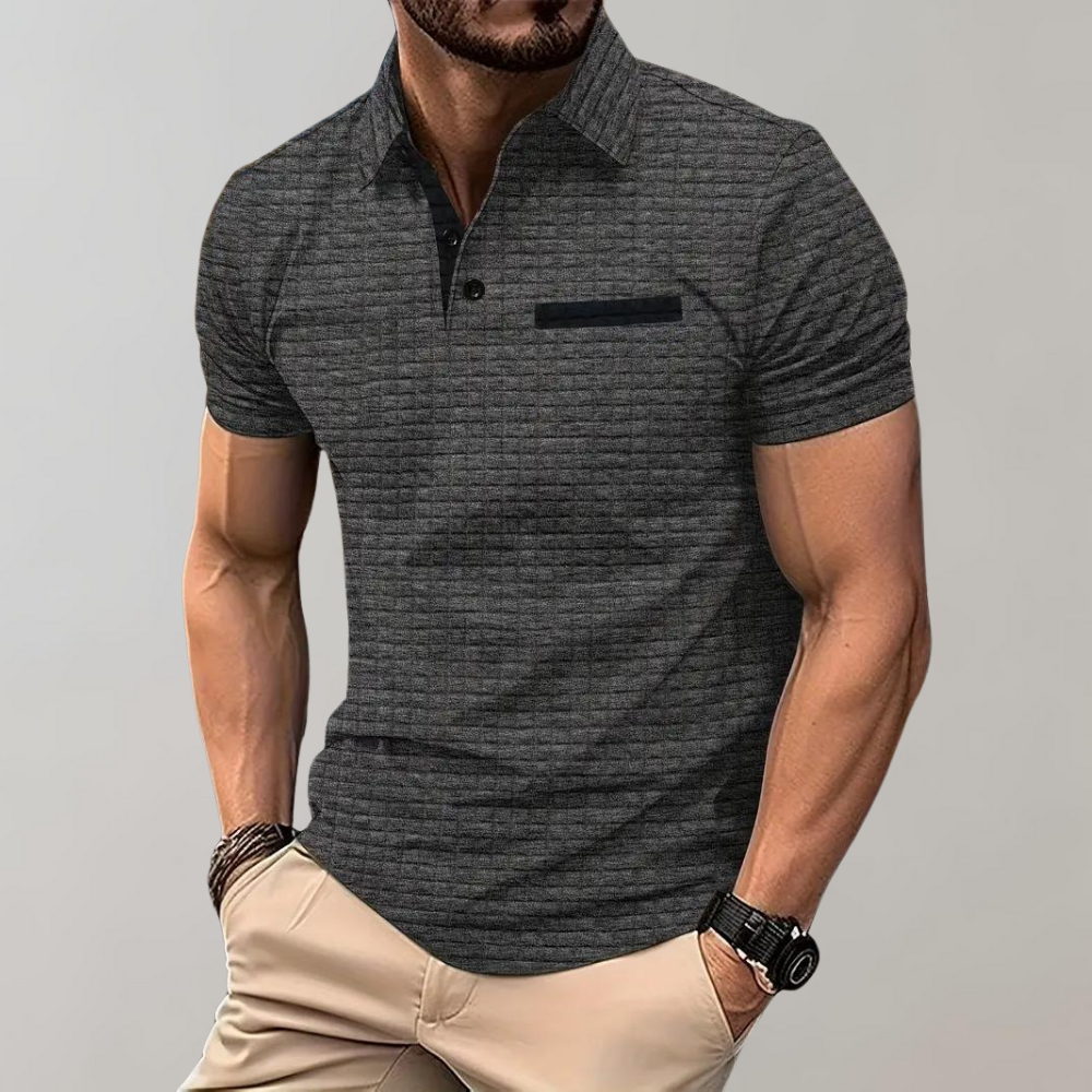 Herren Poloshirt Waffelstrick Kontrastfarbe