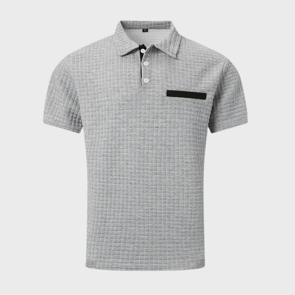 Herren Poloshirt Waffelstrick Kontrastfarbe