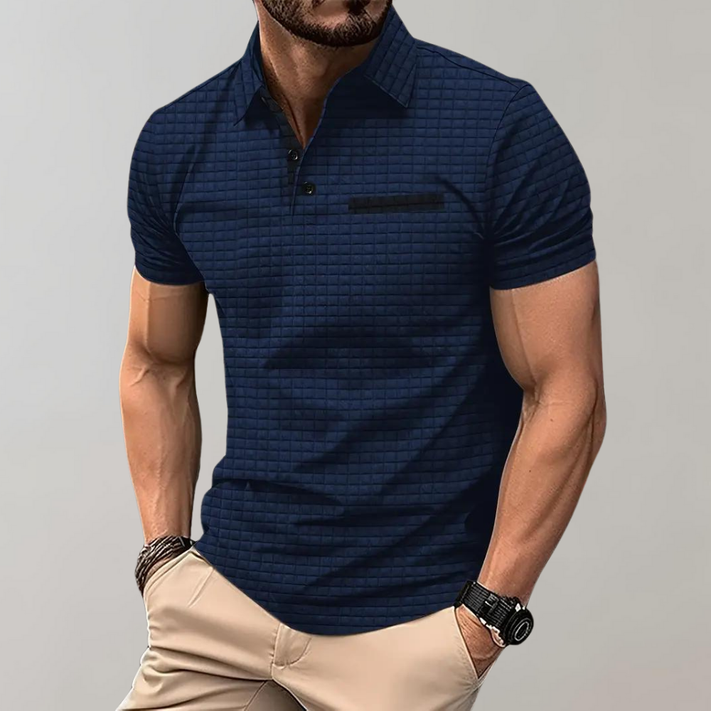 Herren Poloshirt Waffelstruktur Kontrastfarbe