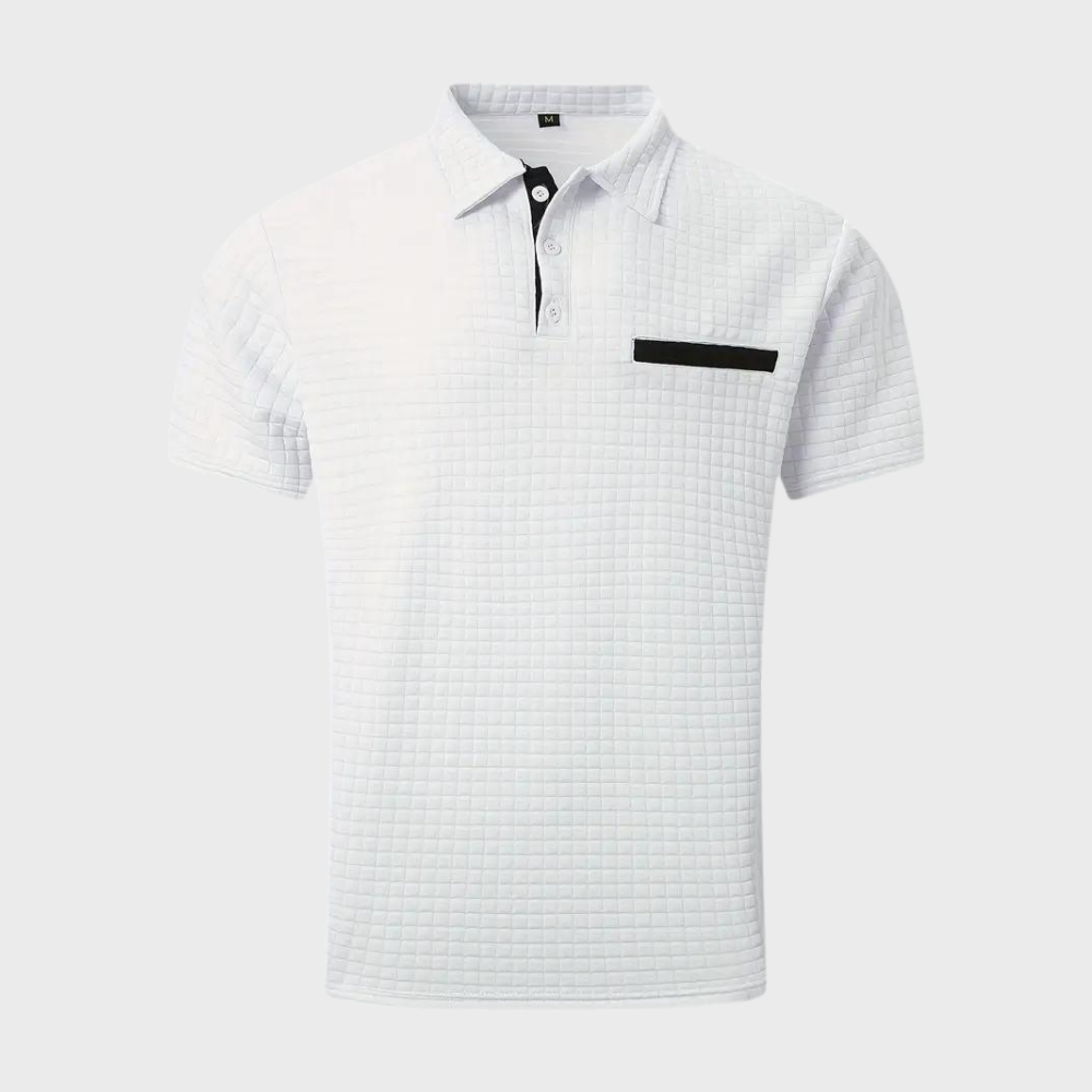 Herren Poloshirt Waffelstruktur Kontrastfarbe