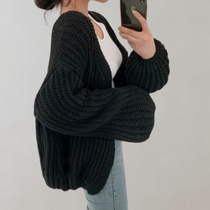 Amaris Damen Strickcardigan Lockerer Schnitt Beige