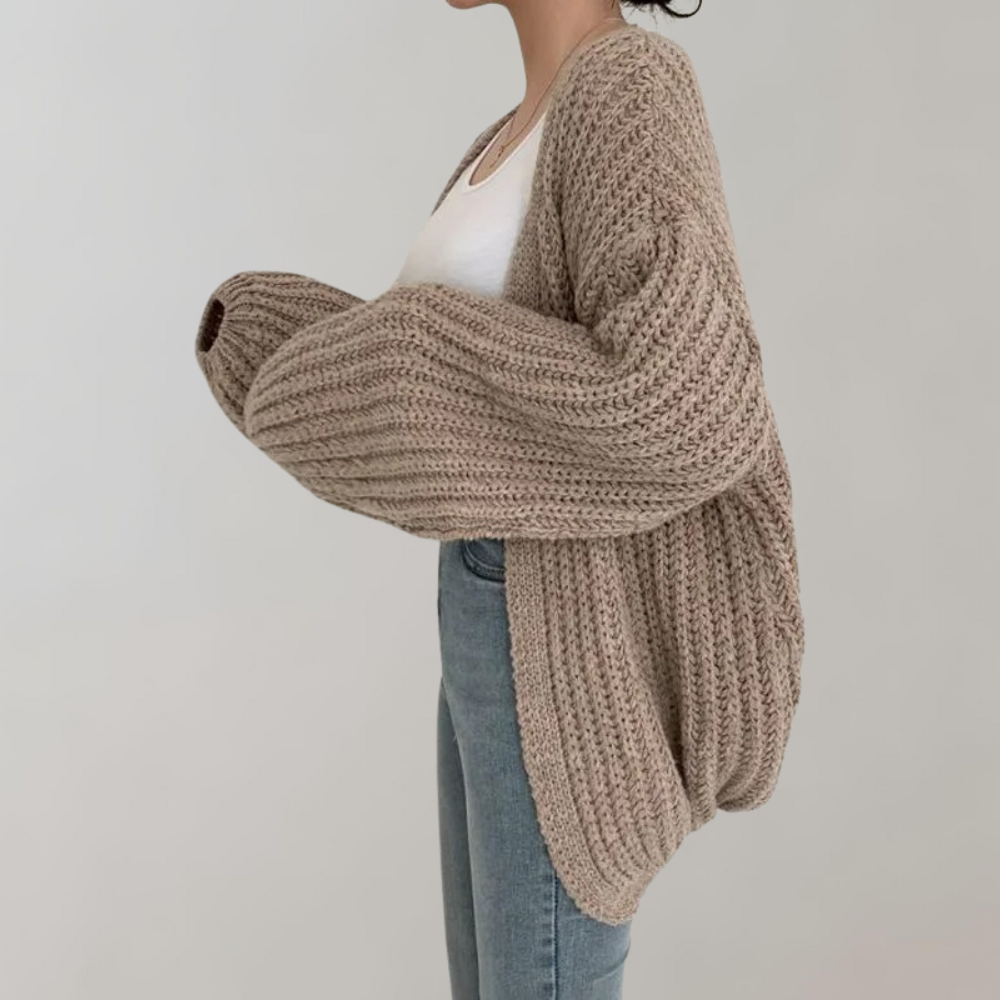 Damen Strickcardigan Weiches Grobstrick Einfarbig