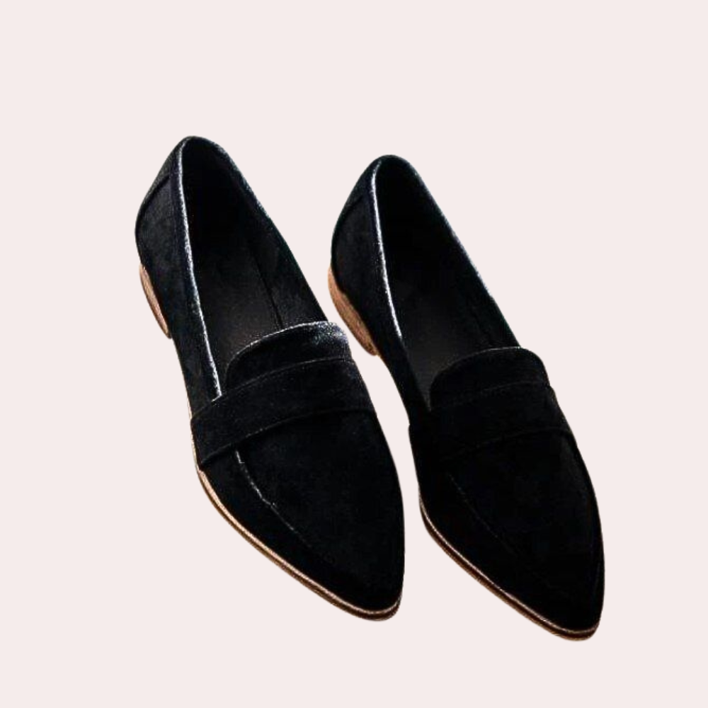 Damen Loafer Elegant Leder Schwarz - Norvielle