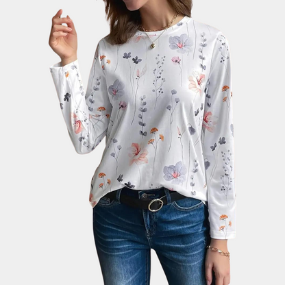Damen Langarmshirt Blumenmuster - Norvielle