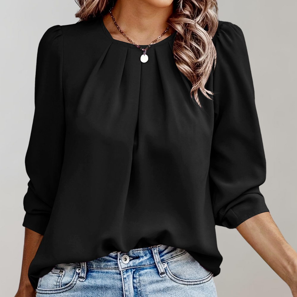 Norvielle Damen Bluse Falten Puffärmel