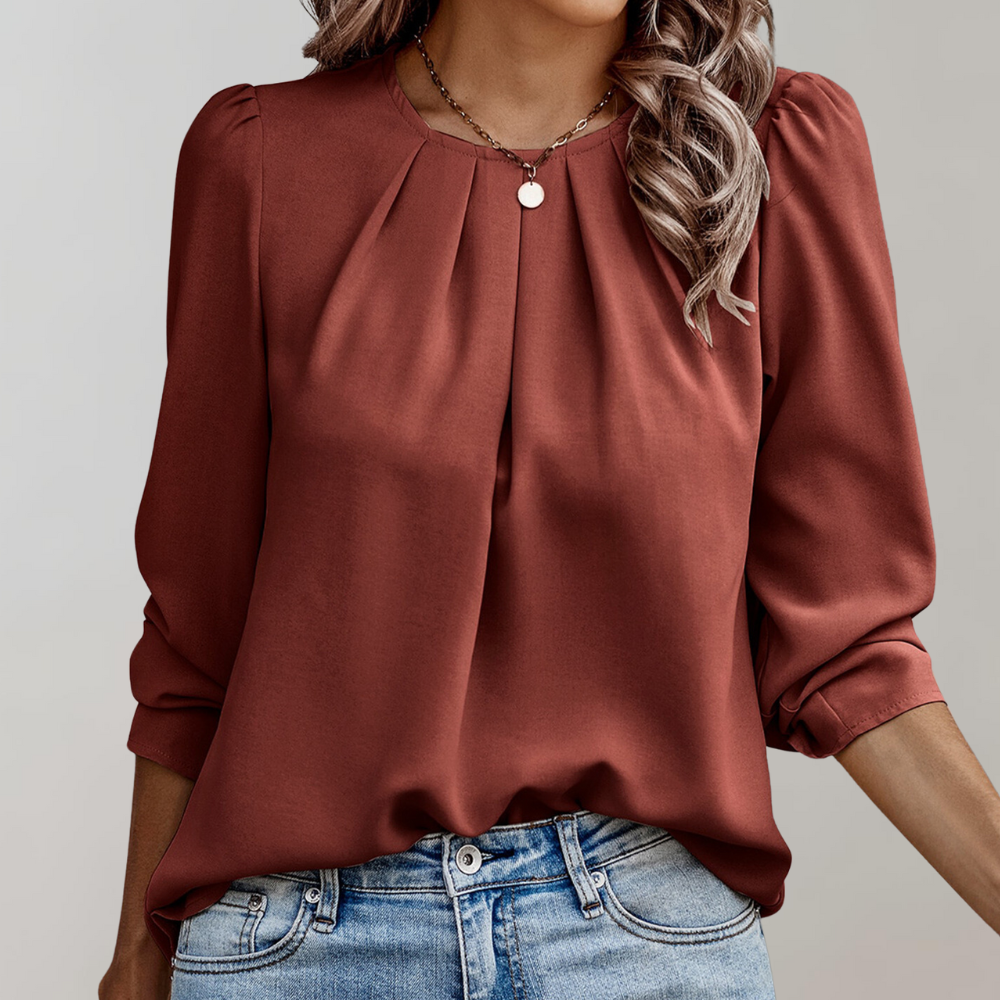 Norvielle Damen Bluse Falten Puffärmel