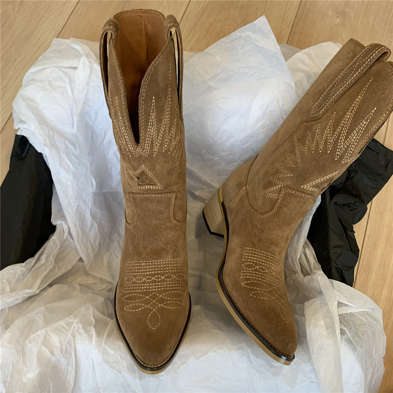 Damen Cowboy Stiefel Norvielle Leder Braun - Norvielle