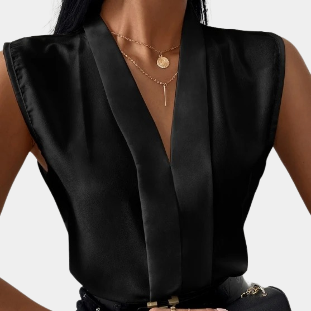 Damen Bluse V-Ausschnitt Baumwolle Weiß - Norvielle