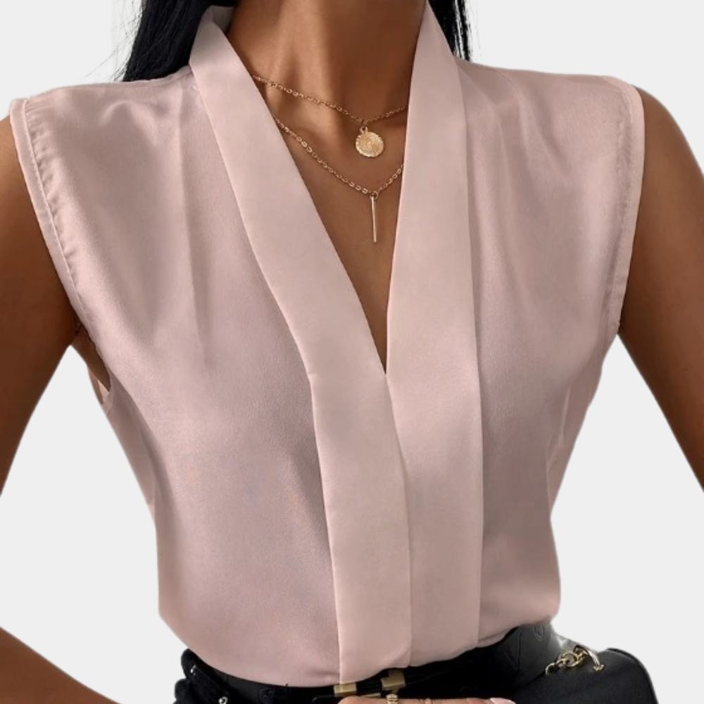 Damen Bluse V-Ausschnitt Baumwolle Weiß