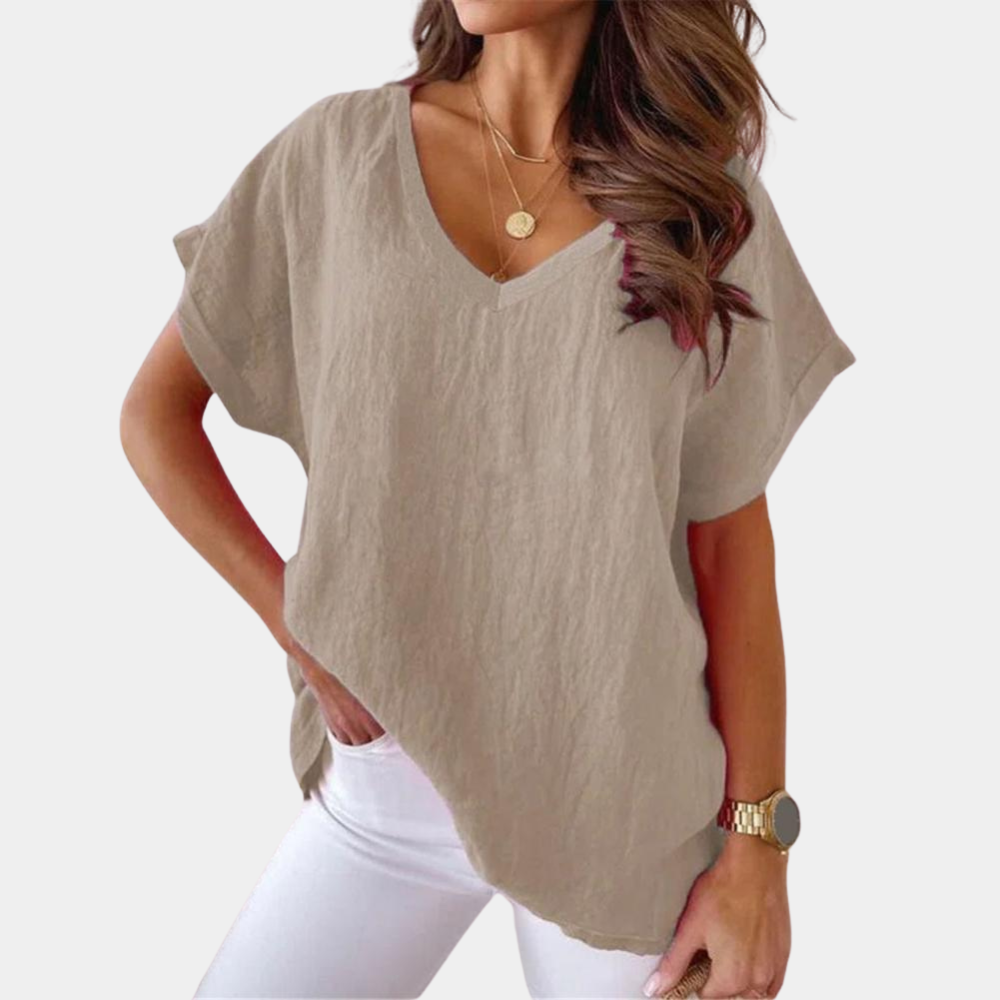 Damen T-Shirt Baumwolle Weiß - Norvielle
