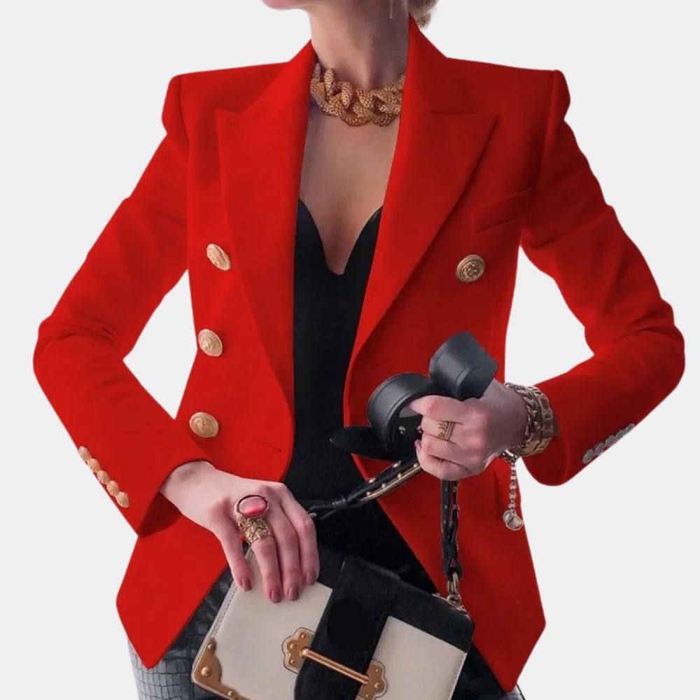 Damen Blazer Goldfarbenen Knöpfen Anthrazit - Norvielle