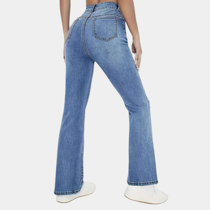 Damen High-Waist Flared Jeans