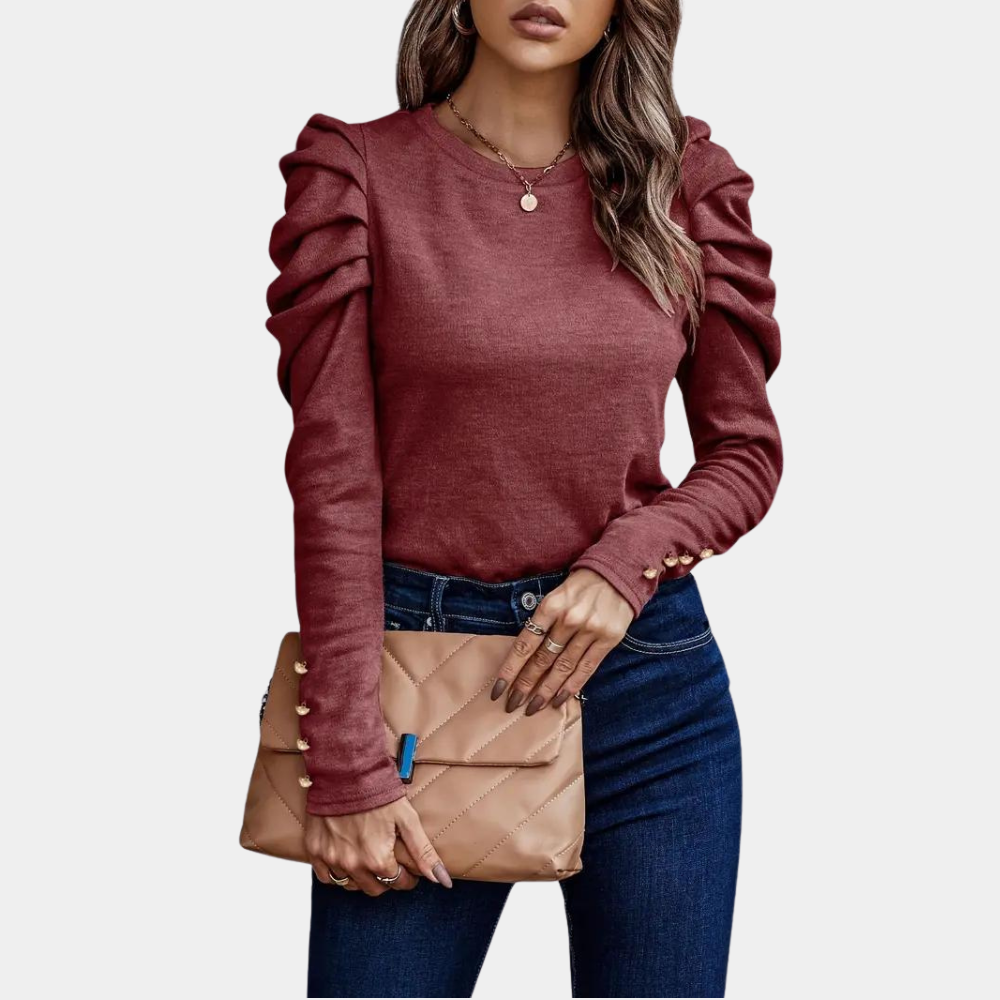 Damen Pullover Rüschensäume