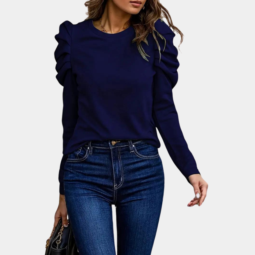Damen Pullover Rüschensäume