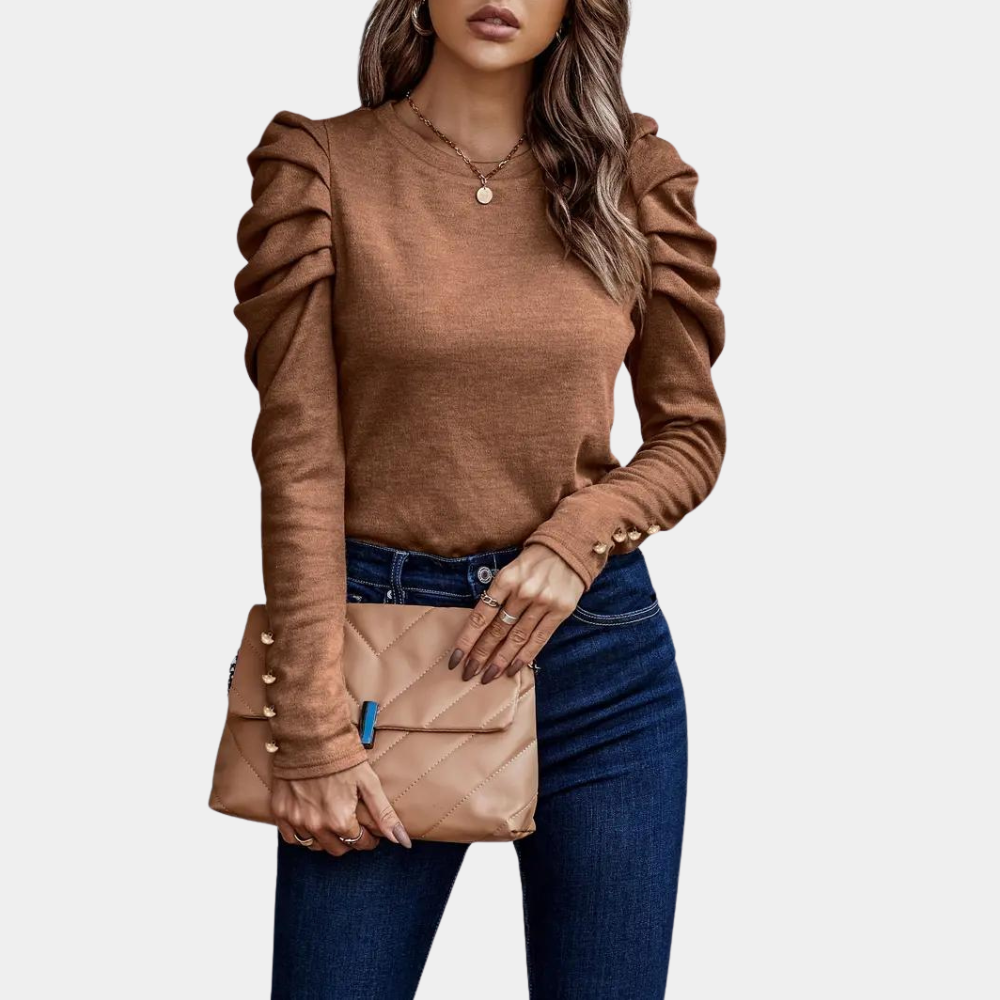Damen Pullover Rüschensäume