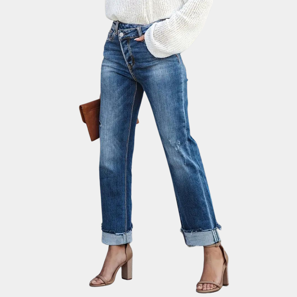 Damen Jeans Bequem Casual Dunkelblau - Norvielle