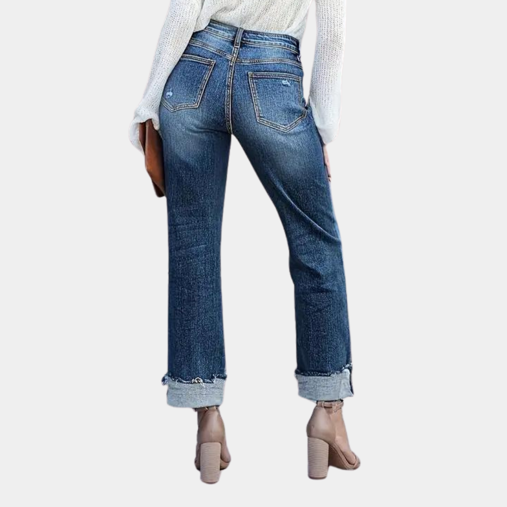 Damen Jeans Bequem Casual Dunkelblau