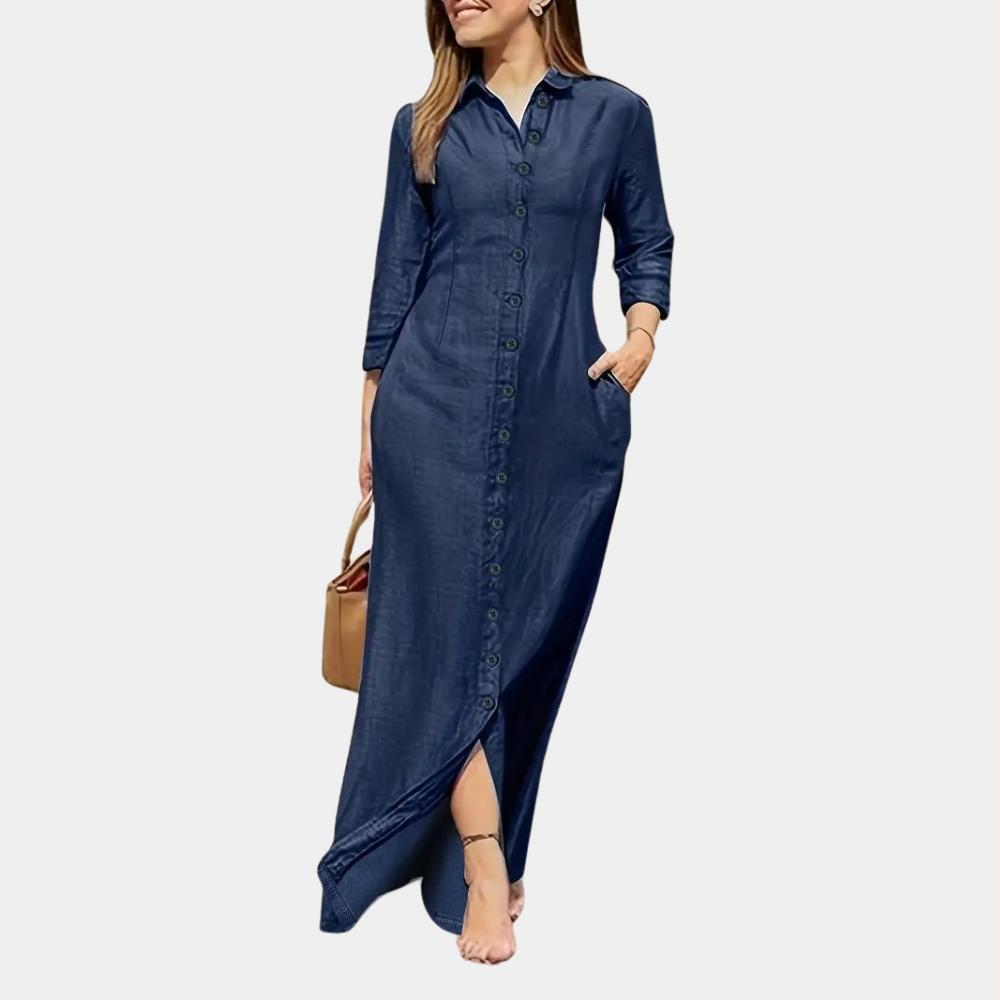 Norvielle Damen Maxikleid Mit Knöpfen - Norvielle