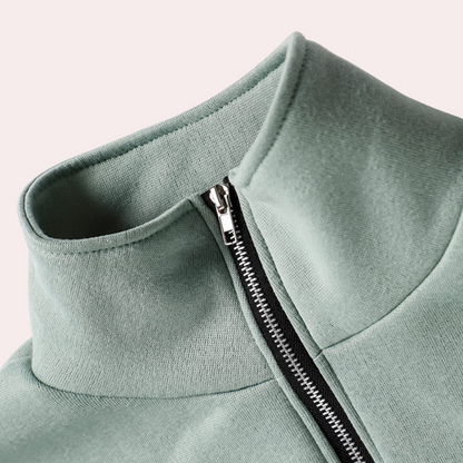 Damen Sweatshirt Relaxed Fit Hoher Kragen Langärmlig