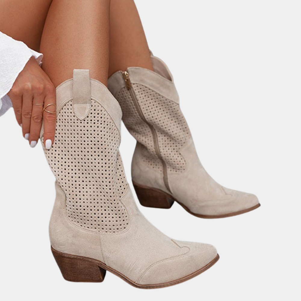 Damen Cowboystiefel Atmungsaktives Leder