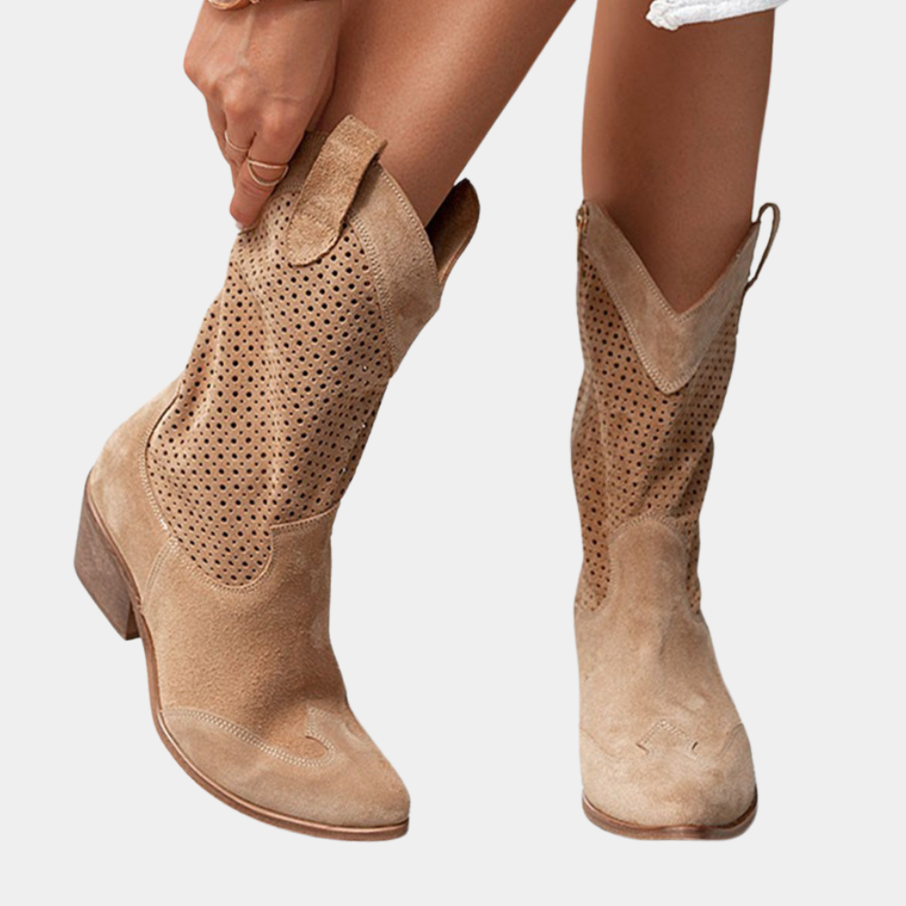 Damen Cowboystiefel Atmungsaktives Leder