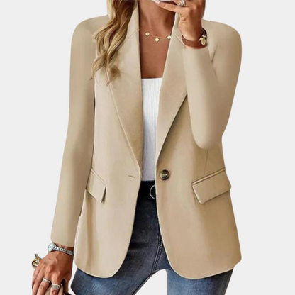 Damen Blazer Ein-Knopf-Verschluss Klassisches Revers