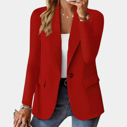 Damen Blazer Ein-Knopf-Verschluss Klassisches Revers Schwarz - Norvielle