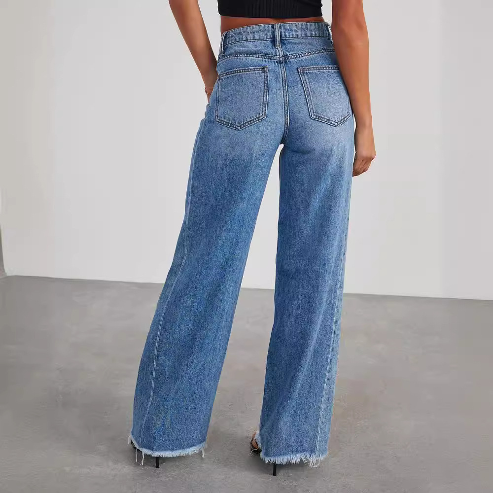 Damen High-Waist-Jeans Trendmodell