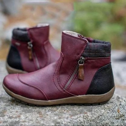 Damen Stiefeletten Echtes Leder Runde Zehe