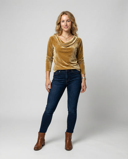 Damen Samtshirt Lässig Elegant
