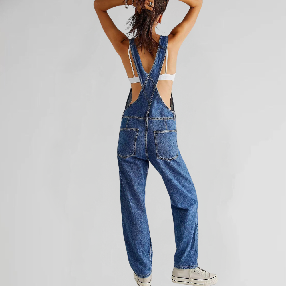 Damen Latzhose Denim Cross-Back-Design - Norvielle