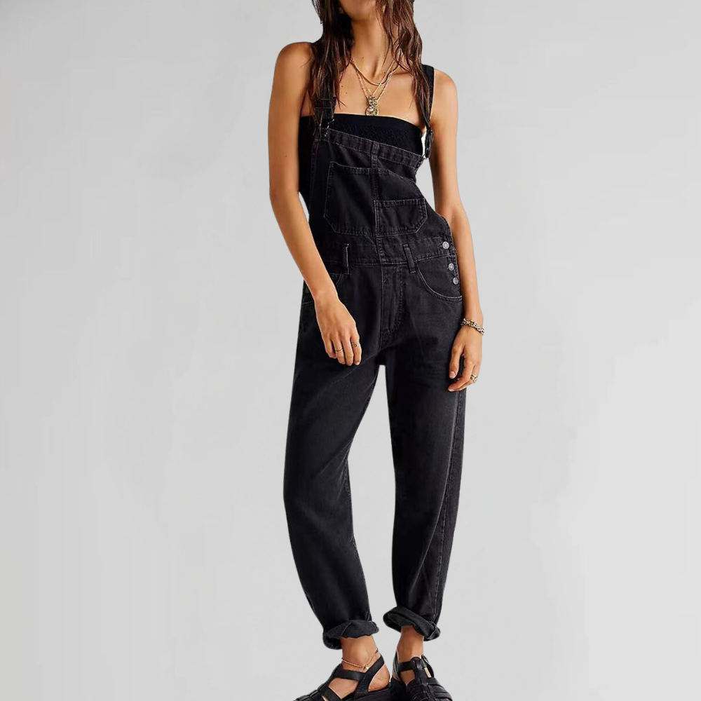Norvielle Damen Latzhose Denim Cross-Back-Design