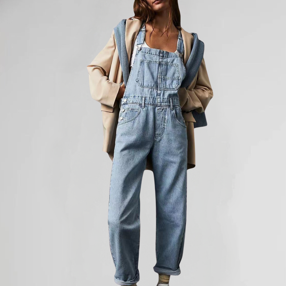 Norvielle Damen Latzhose Denim Cross-Back-Design