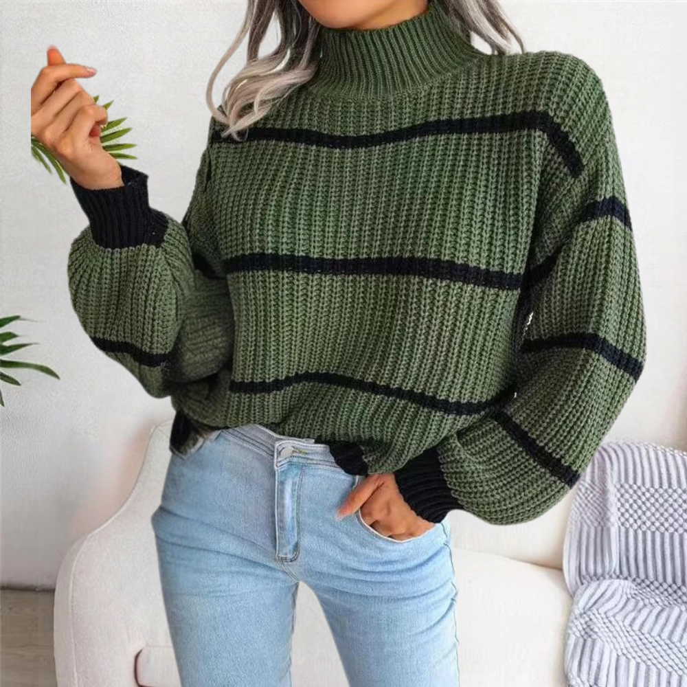 Norvielle Damen Pullover Weich Hohem Ausschnitt