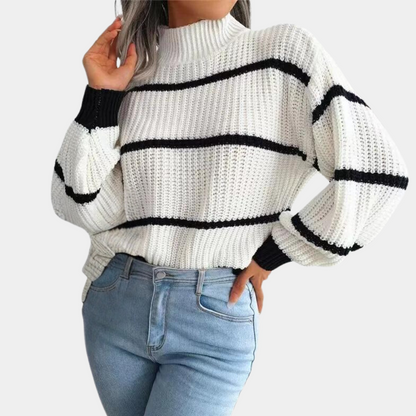Norvielle Damen Pullover Weich Hohem Ausschnitt