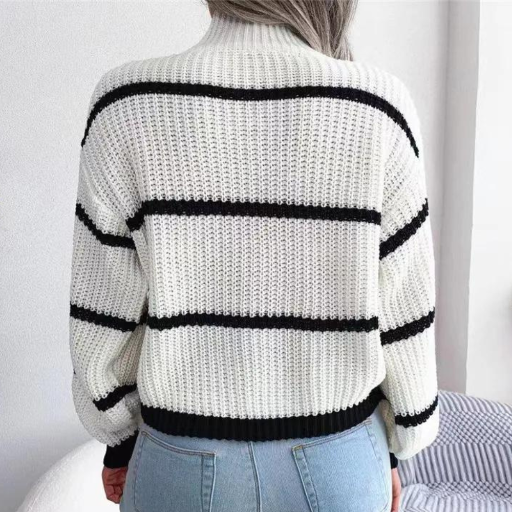 Norvielle Damen Pullover Weich Hohem Ausschnitt - Norvielle