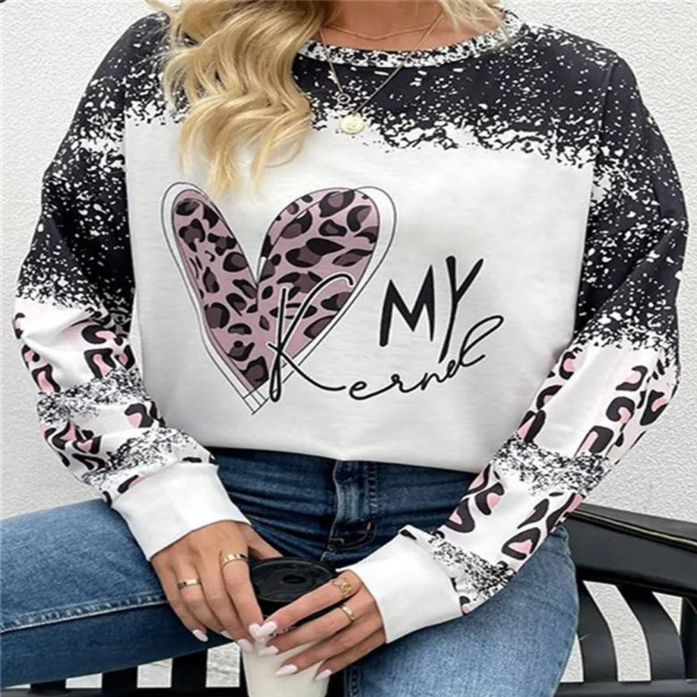 Norvielle Damen Sweatshirt Chevron-Muster Weich Beige