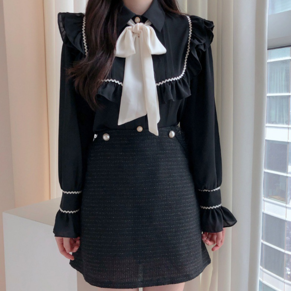 Elegante Damenbluse aus Seide Schwarz - Norvielle