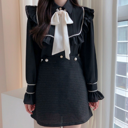 Elegante Damenbluse aus Seide Schwarz - Norvielle