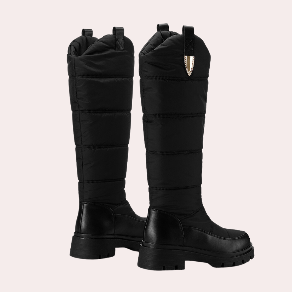 Damen Kniehohe Stiefel Robust Poliert Glatt