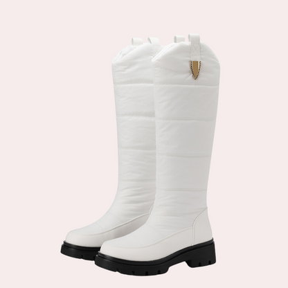 Damen Kniehohe Stiefel Robust Poliert Glatt