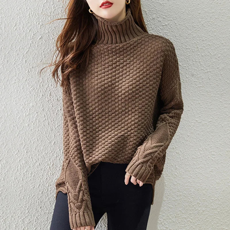 Damen High-Neck Grobstrickpullover - Norvielle