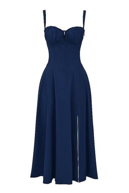 Damen Midikleid mit Corsage und Trägern