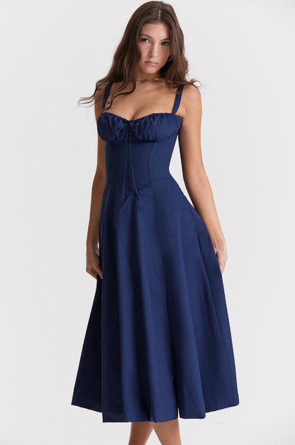 Damen Midikleid mit Corsage und Trägern