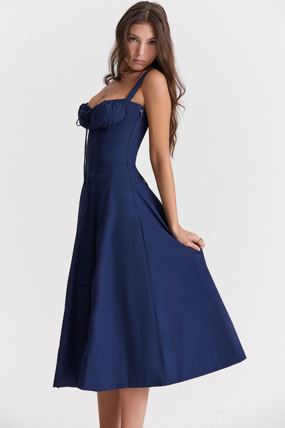 Damen Midikleid mit Corsage und Trägern