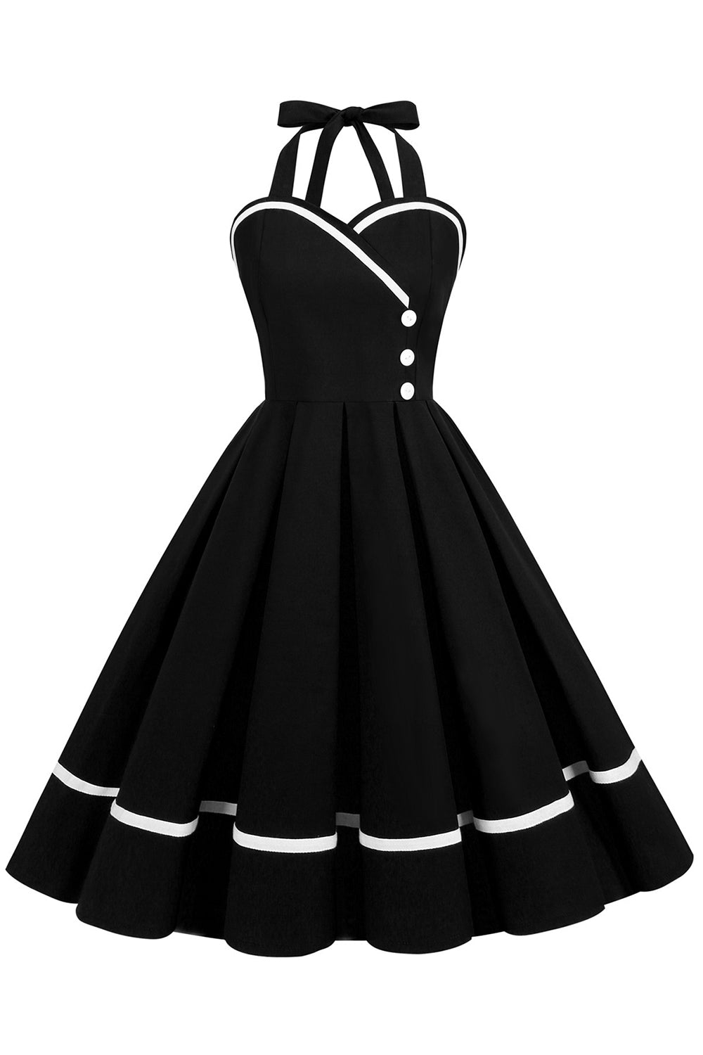 Damen Pin-Up Kleid V-Ausschnitt Vintage Stil 50er Jahre