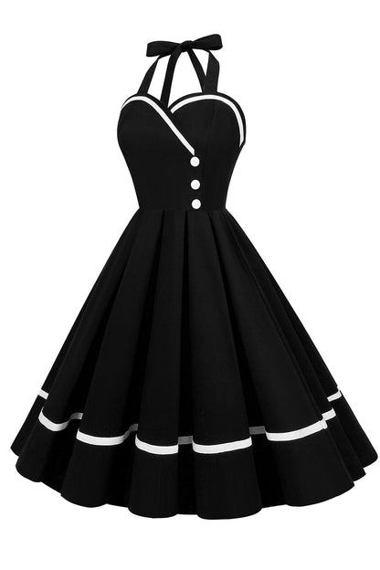 Damen Pin-Up Kleid V-Ausschnitt Vintage Stil 50er Jahre