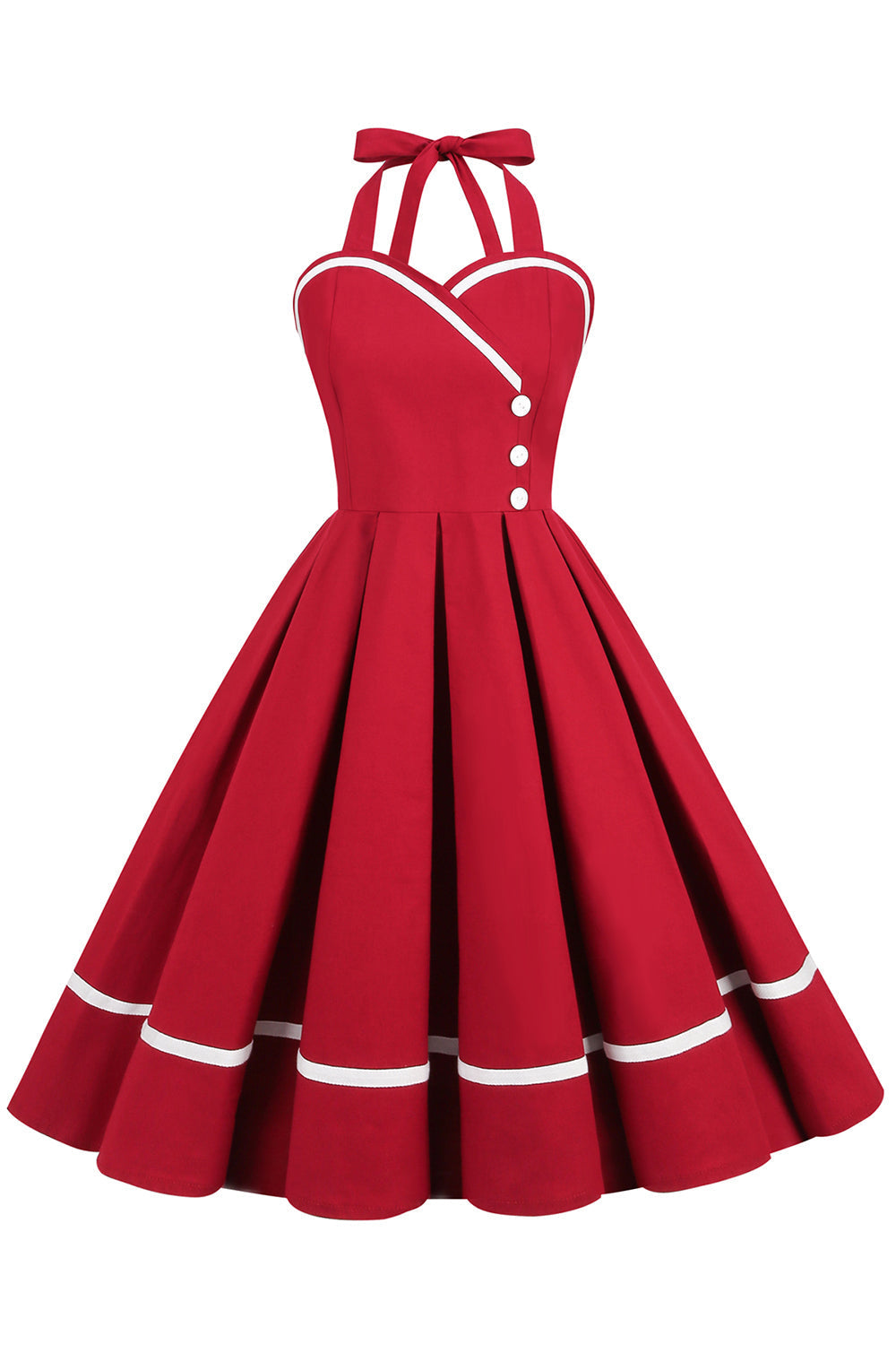 Damen Pin-Up Kleid V-Ausschnitt Vintage Stil 50er Jahre