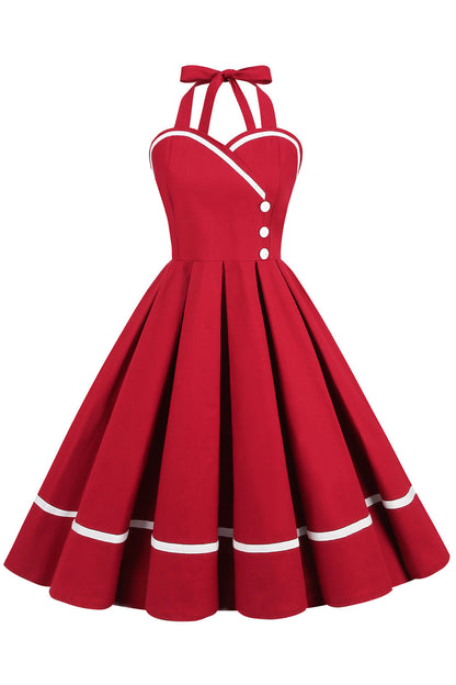 Damen Pin-Up Kleid V-Ausschnitt Vintage Stil 50er Jahre
